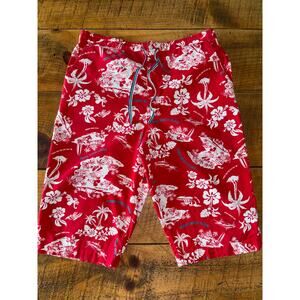Mens Walt Disney World Shorts Red Trader Mick's Surf Hawaiian Board Shorts M